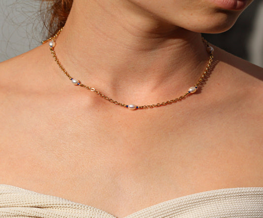 Sapphire Pearl Choker